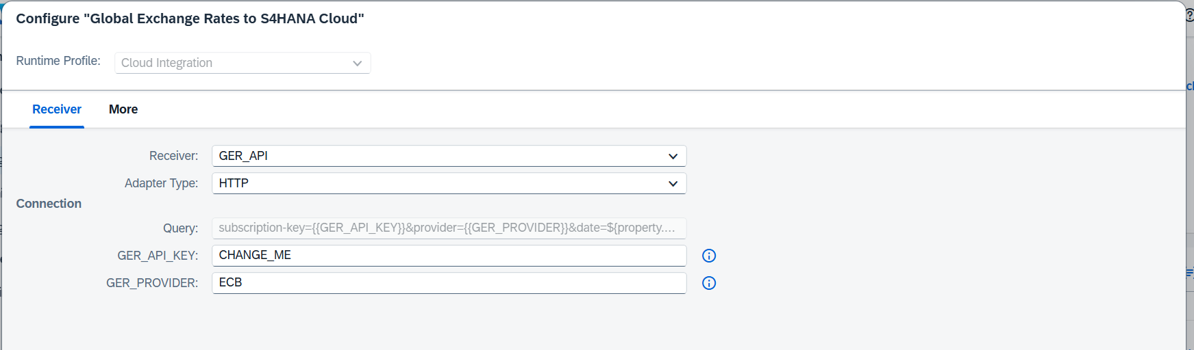 Entering the API key and provider in the Configure dialog